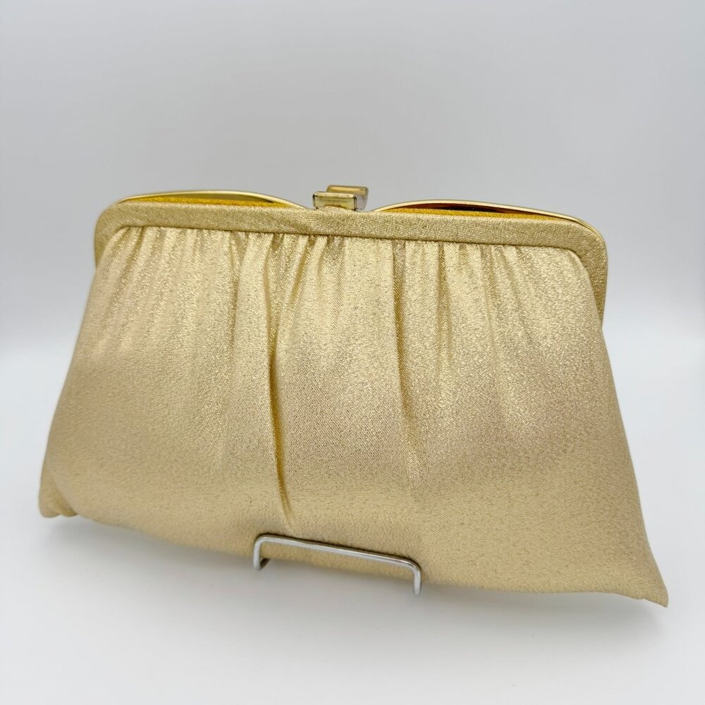 Stunning Vintage Ande Gold Shimmery Clutch Purse Evening Bag